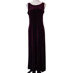 Vtg Y2K Burgundy Velvet Maxi Dress Faux Diamond Back Strap Sz 10 Whimsygoth
